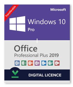 Windows 10 Pro + Microsoft Office 2019 Professional Bundle – Digital Licenses 1PC (Lifetime)