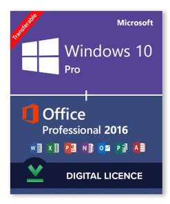 Windows 10 Pro + Microsoft Office 2016 Professional Bundle - Digital Licenses 1PC (Lifetime)