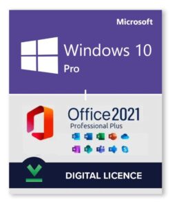 Windows 10 Pro + Microsoft Office 2021 Professional Bundle – Digital Licenses 1PC